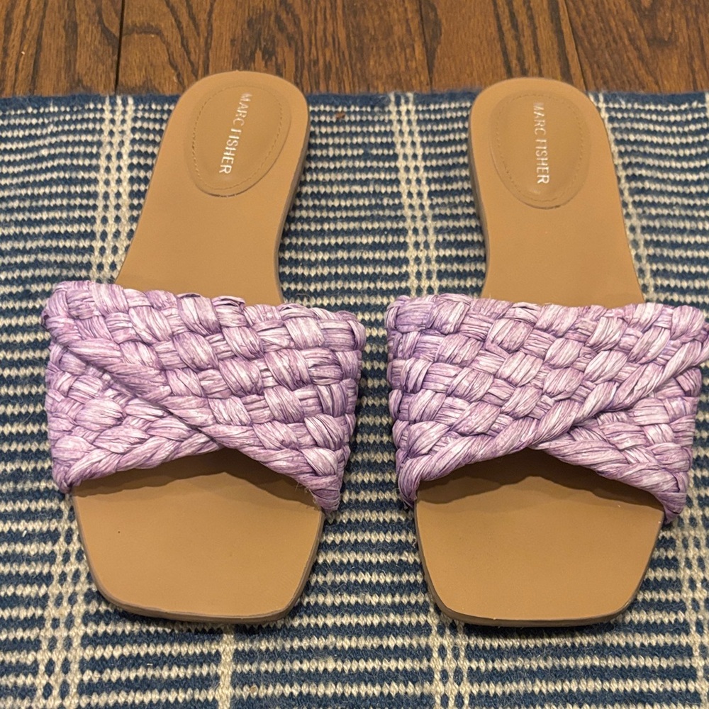 Marc Fisher Purple Woven Slide Sandals